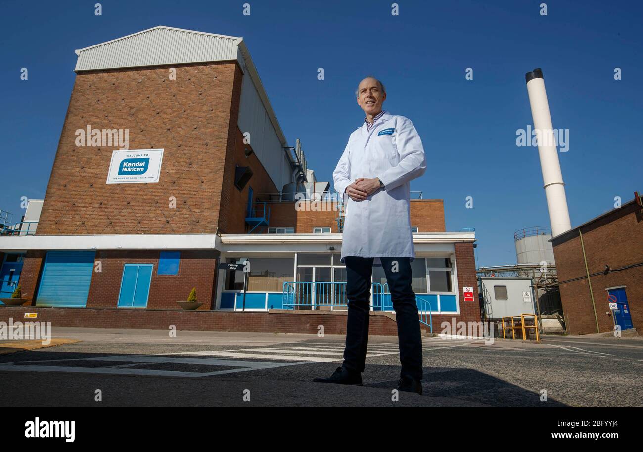 EMBARGGED TO 0001 Dienstag 21 April REDAKTIONELLE VERWENDUNG NUR Ross McMahon, CEO von Kendal Nutricare, dem einzigen britischen Hersteller von Baby-Formel, hat einen Queen's Award für Enterprise, Cumbria, gewonnen. Stockfoto