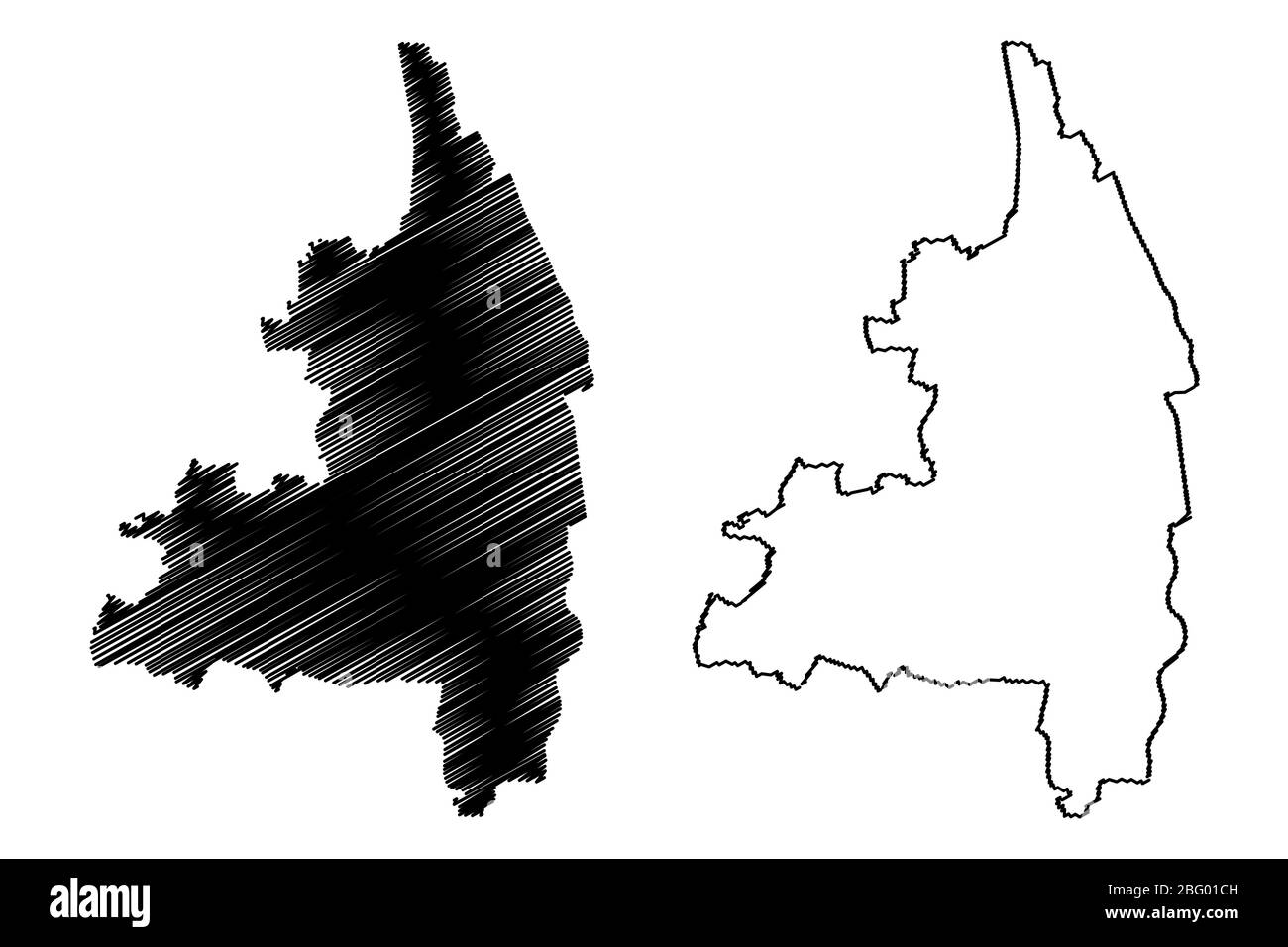 Augsburg City (Bundesrepublik Deutschland, Bayern) Karte Vektor-Illustration, Skizze Stadt Augsburg Karte Stock Vektor