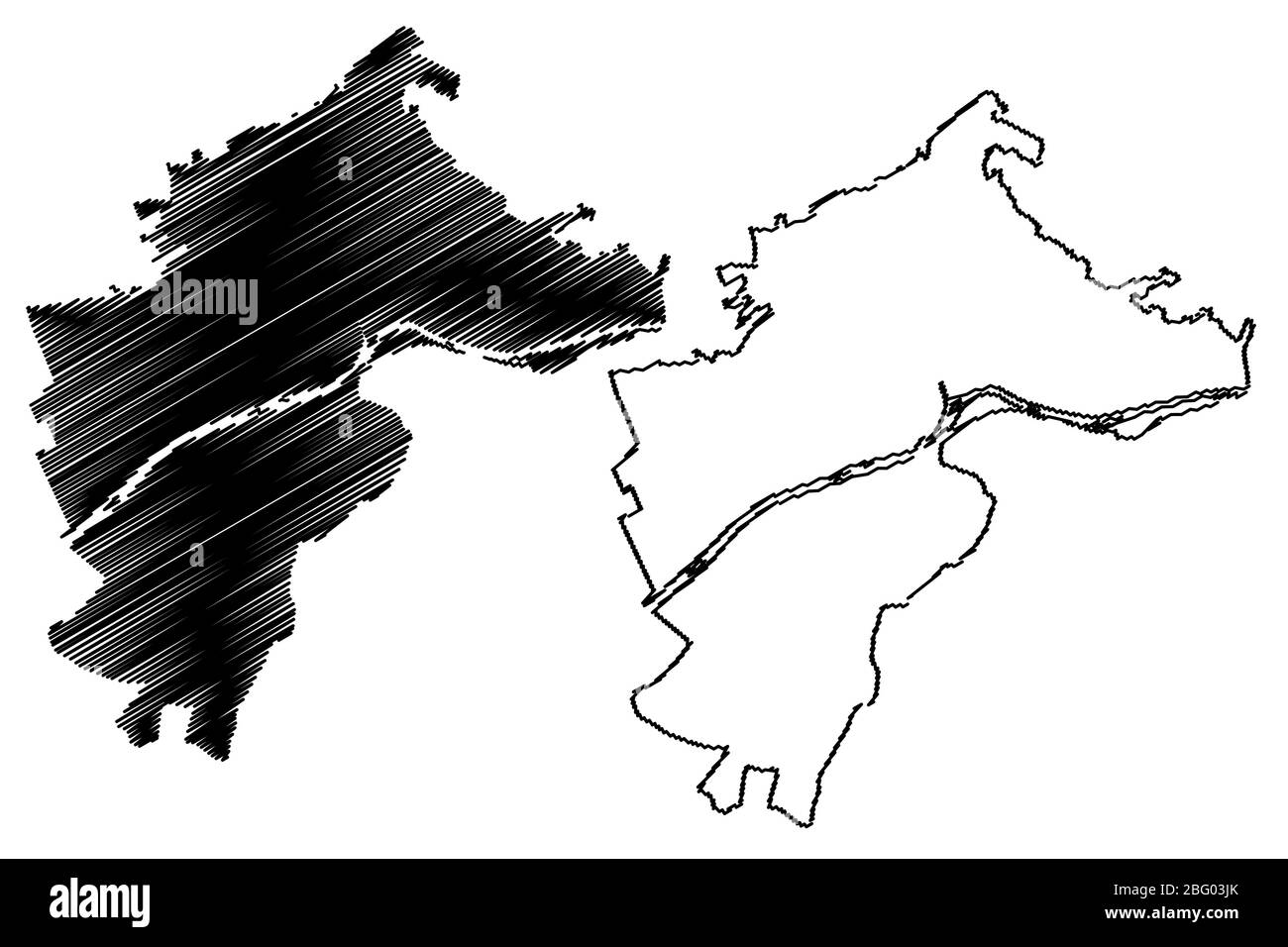 Bolzano City (Italienische Republik, Italien, Trentino-Alto Adige Sudrol) Karte Vektor Illustration, Skizze Stadt von Bolzano Karte Stock Vektor