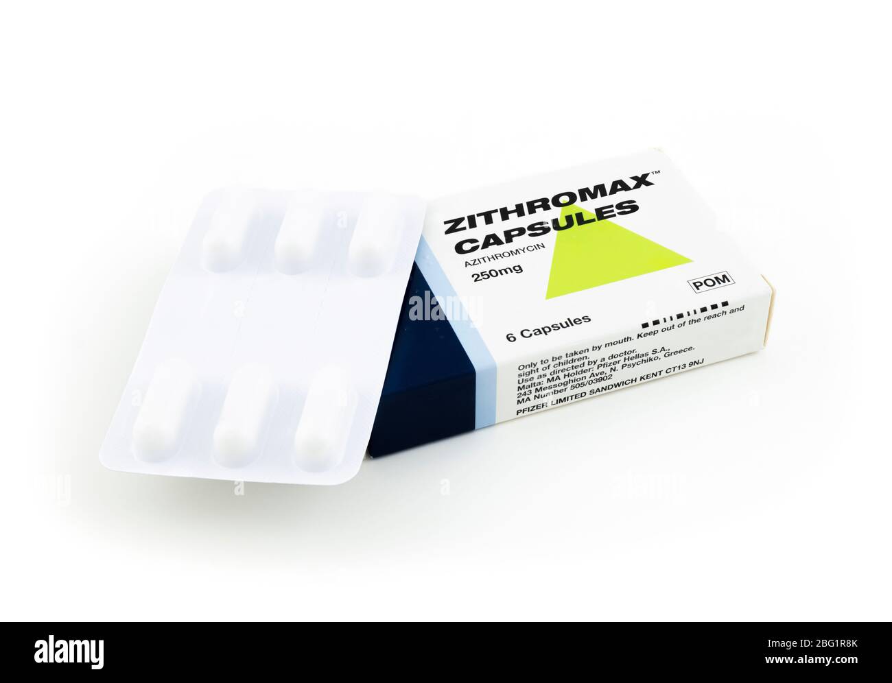 Zithromax Kapseln Azithromycin Kapseln Zithromax 250mg Kapseln Azithromycin 250mg Kapseln COVID 19 Mögliche Behandlung Stockfoto