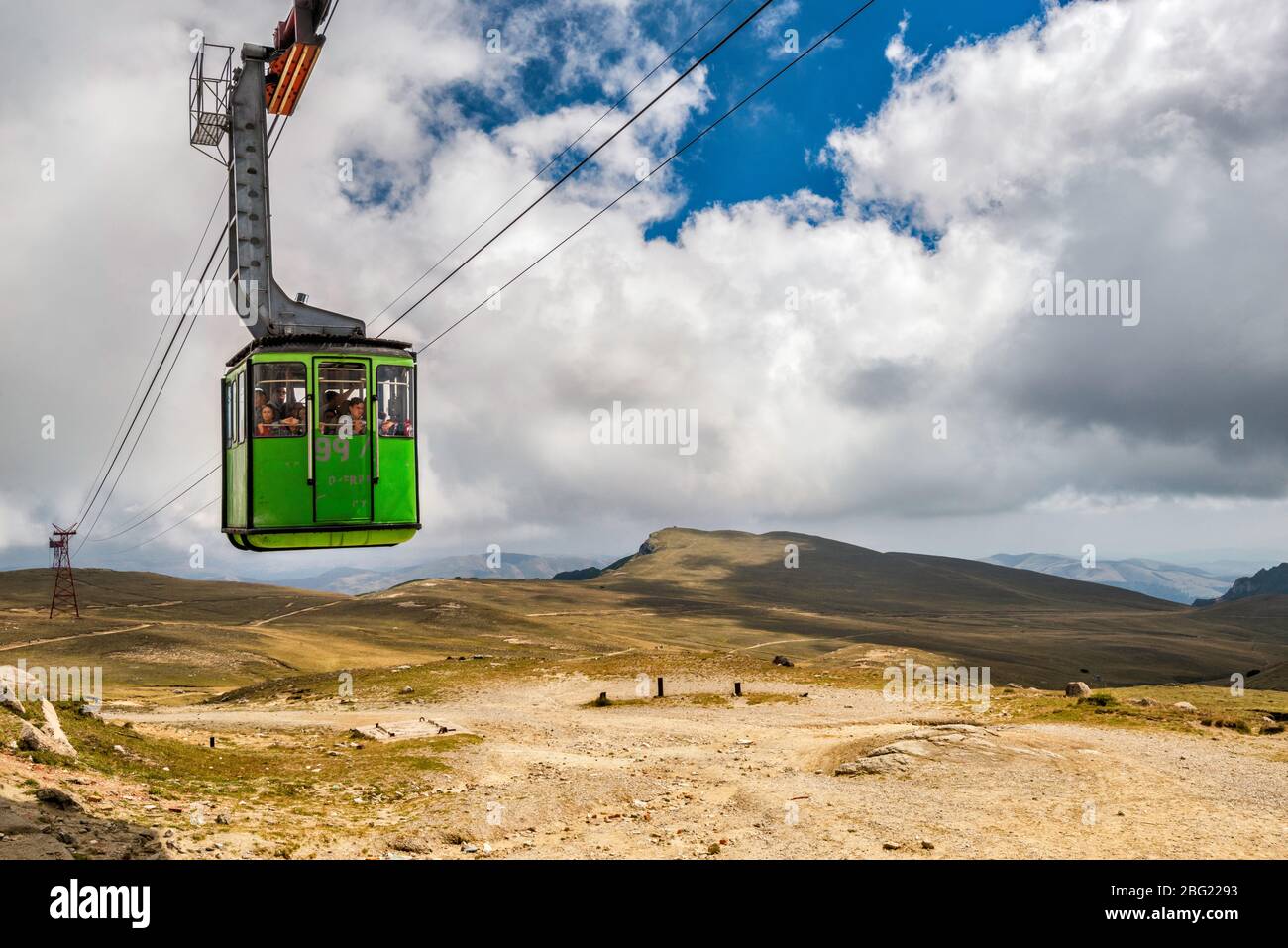 Busteni-Babele Seilbahn Ankunft in Babele Station, Bucegi Berge, Bucegi Naturpark, Südkarpaten (Siebenbürgischen Alpen), Rumänien Stockfoto