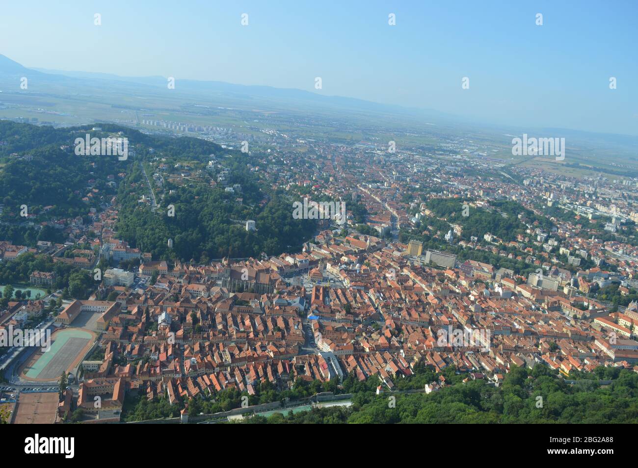 Brasov Stadt von oben, Rumänien Stockfoto