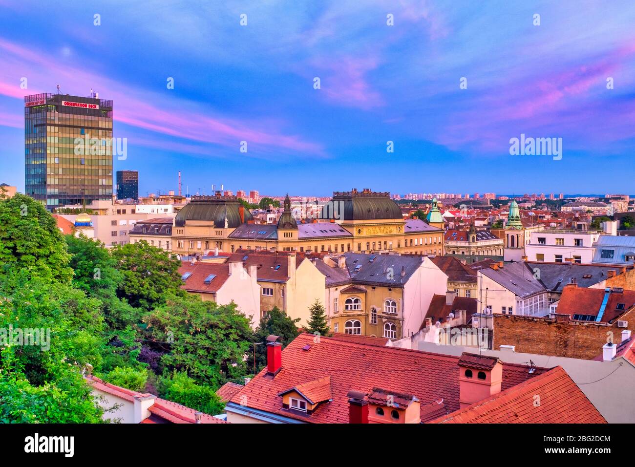 Donji Grad (Unterstadt) bei Sonnenuntergang, Zagreb, Kroatien Stockfoto