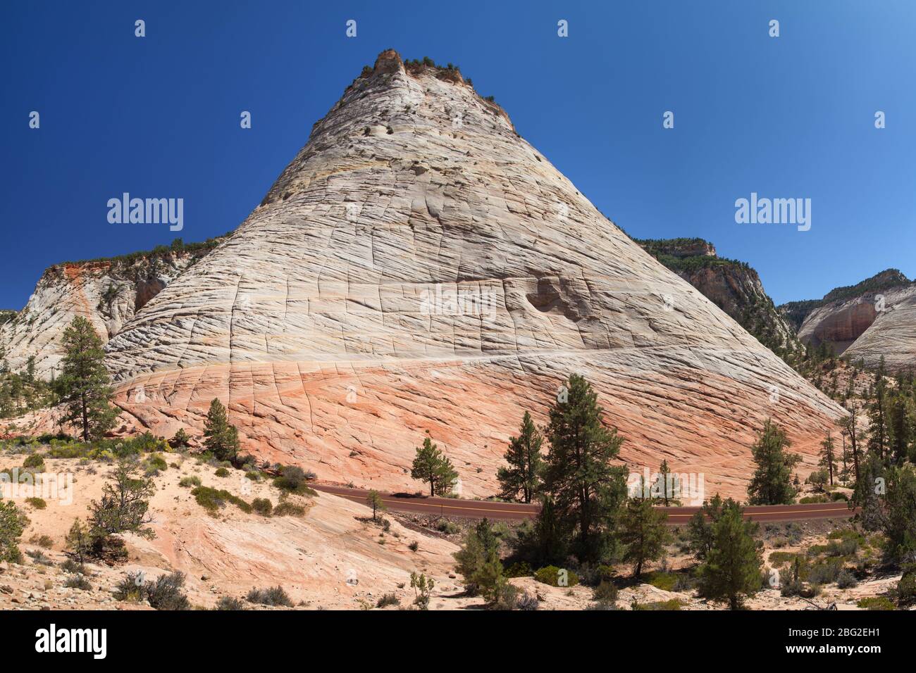 Schachbrett Mesa in Zion National Park, Utah, USA. Stockfoto