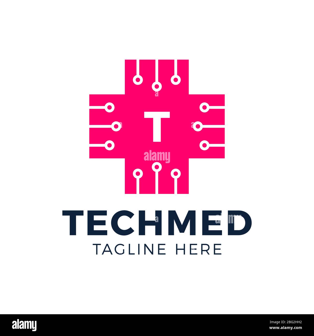 Digital Medical, Cross Plus Letter T-Logo-Symbol. Logos Für Das Gesundheitswesen. Inspiration Logo Design. Vorlage Stock Vektor