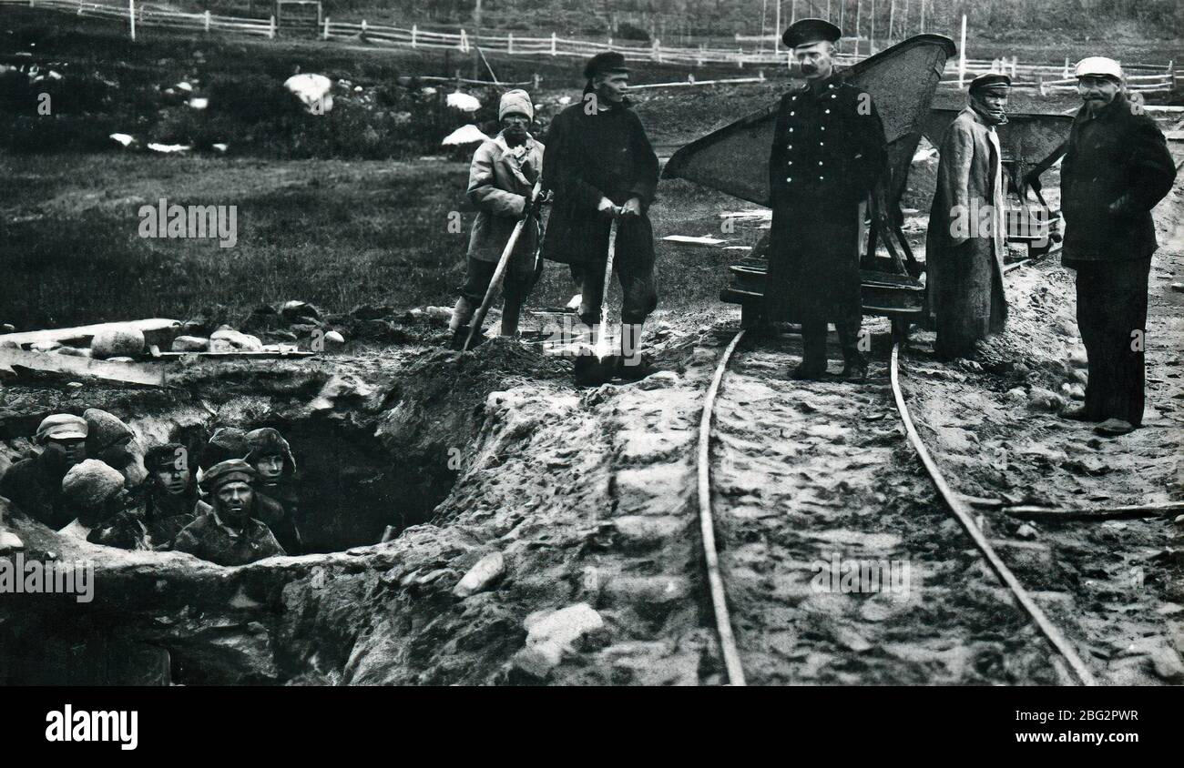 Gefangene des sowjetischen Gulag. UDSSR. Ca. 1936-1937 Stockfoto