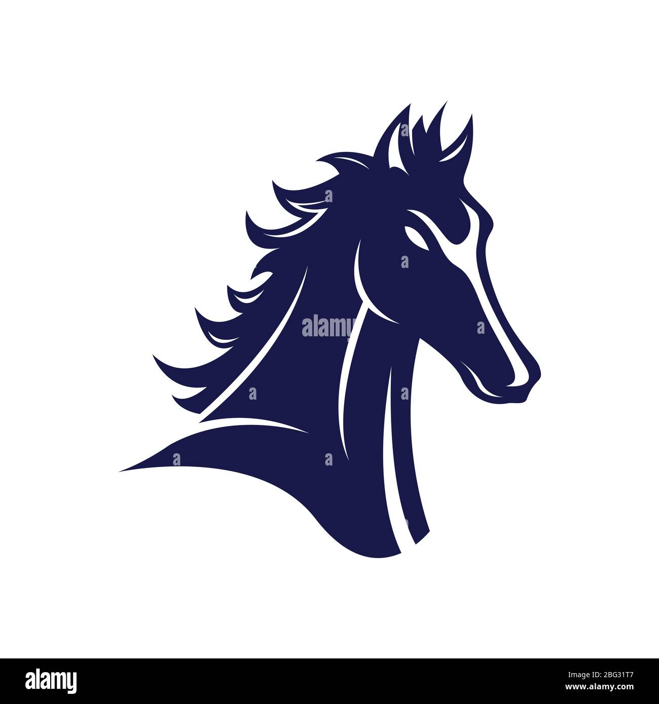 Schwarzer Hengst Pferdekopf Logo Vektor Symbol die Silhoute von schwarzem Pferd Illustration Design Stock Vektor
