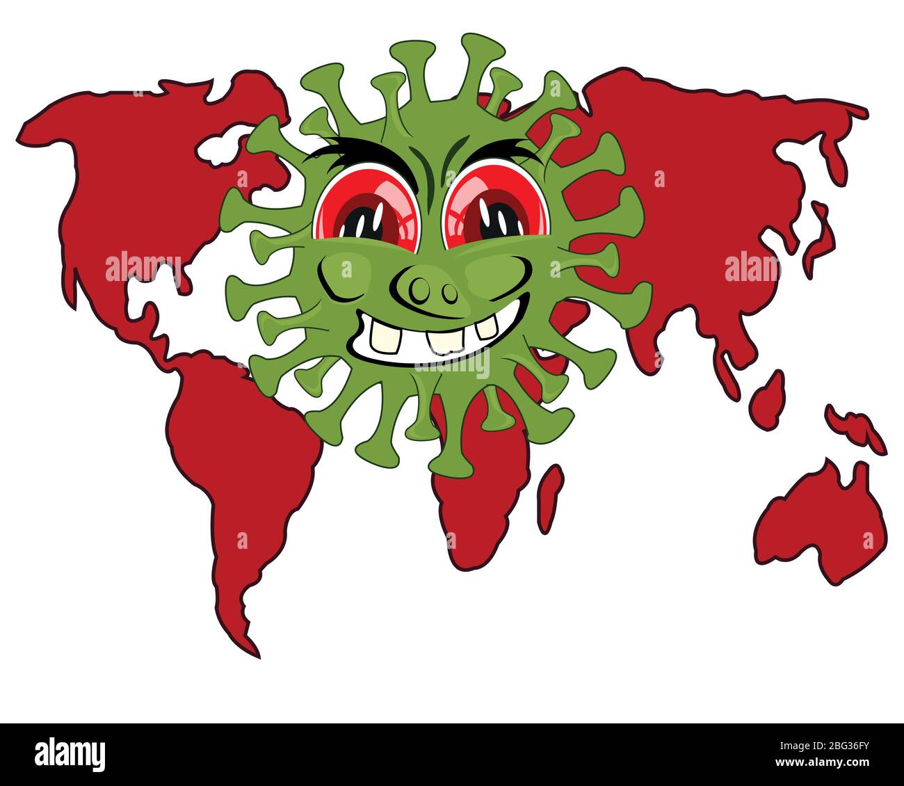Infektion Coronavirus und Karte der Welt Cartoon Stock Vektor