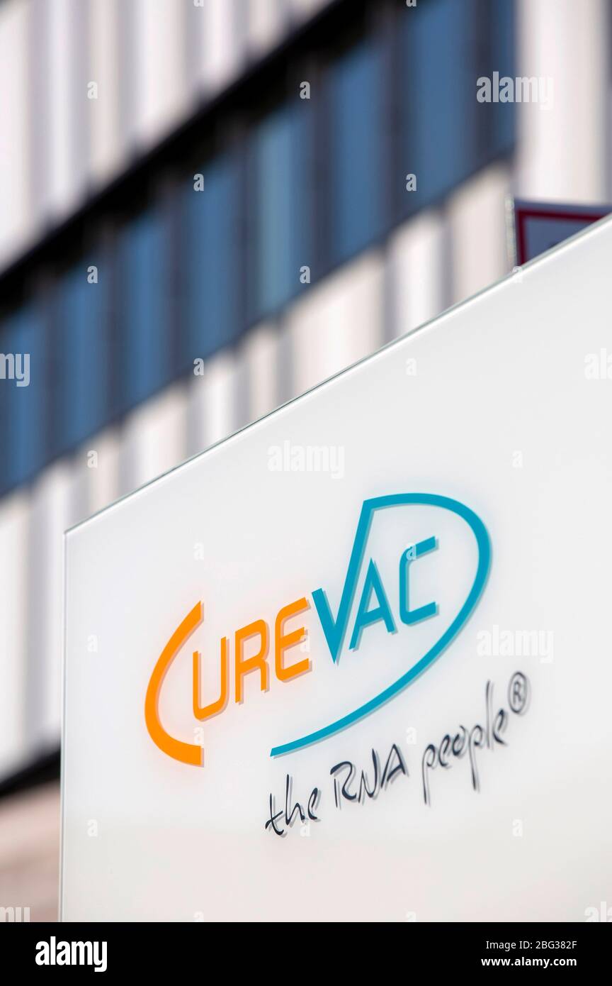 Tübingen, Deutschland. April 2020. Hoffnung auf den Impfstoff gegen das Corona-Virus vom Tubinger Pharmaunternehmen CureVac AG. Tübingen, 19. April 2020 Quelle: dpa/Alamy Live News Stockfoto