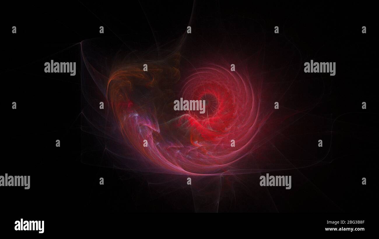 Abstrakte fraktale Kunst auf dunklem Hintergrund. Raum nautilus Nebel geometrische Ornament. Schöne fraktale Illustration für kreatives Grafikdesign Stockfoto