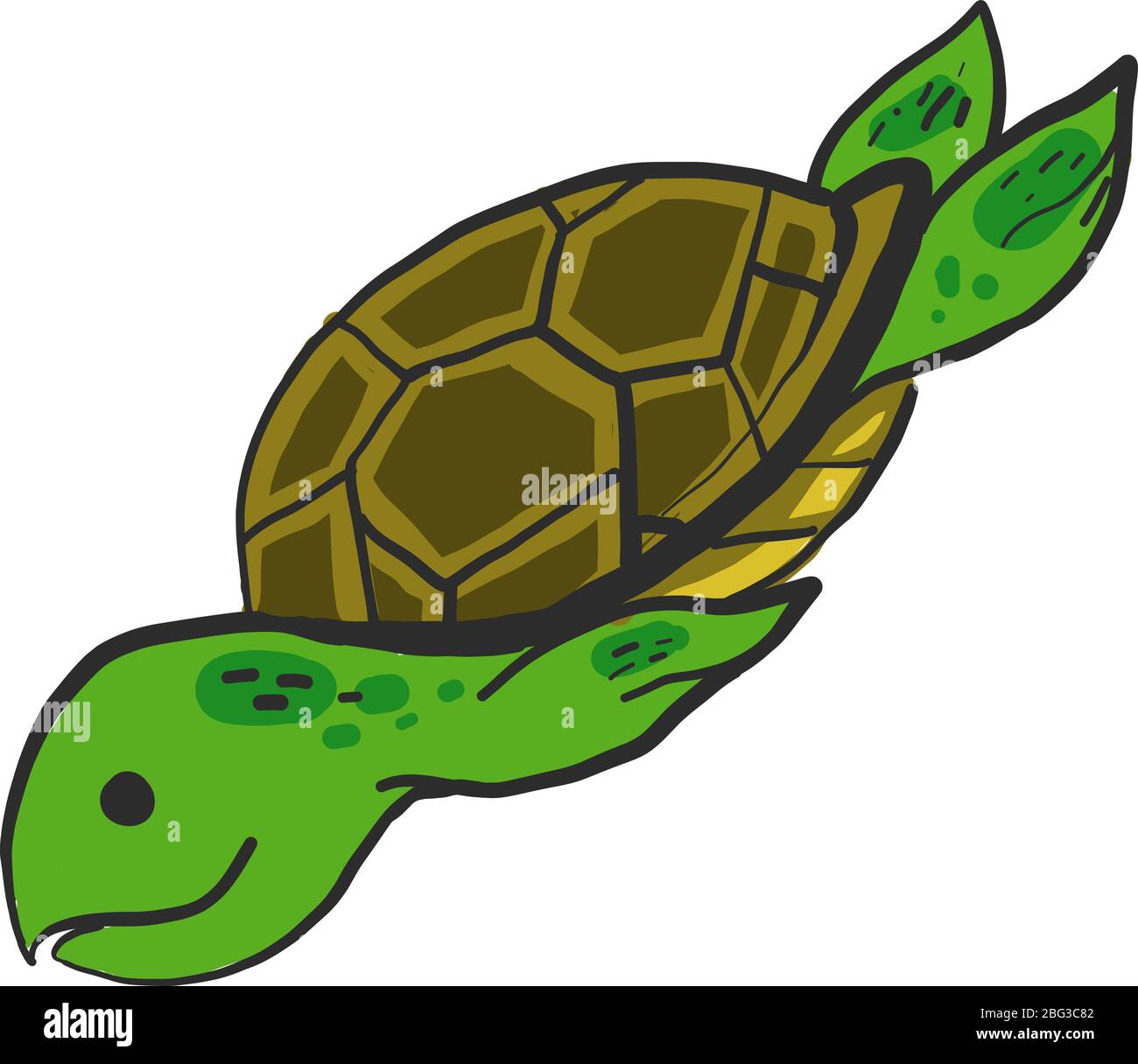 Schwimmschildkröte, Illustration, Vektor auf weißem Hintergrund Stock Vektor