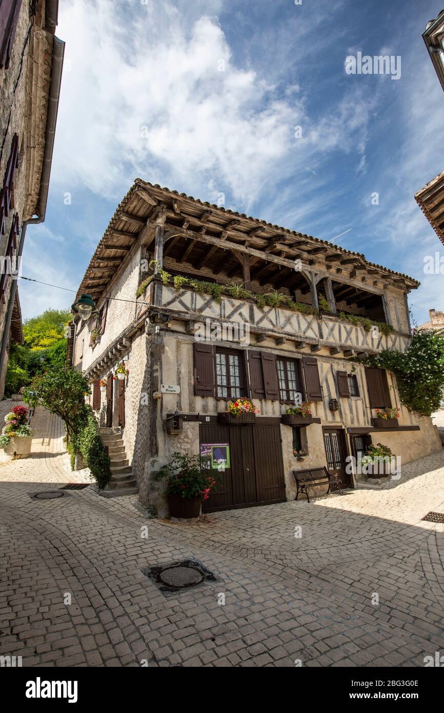 Bourg castral de Cancon, in der Altstadt von Cancon, im Departement Lot-et-Garonne der französischen Region Aquitaine, Frankreich, Europa Stockfoto