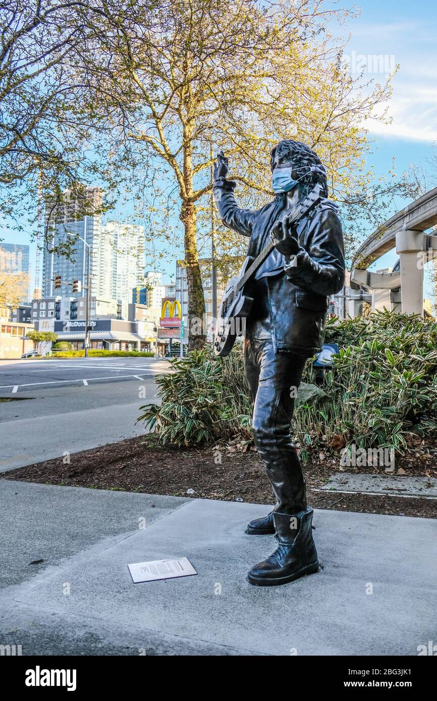 Leere Straße in Downtown Seattle wegen Coronavirus Aufenthalt in Home Ordnung Stockfoto