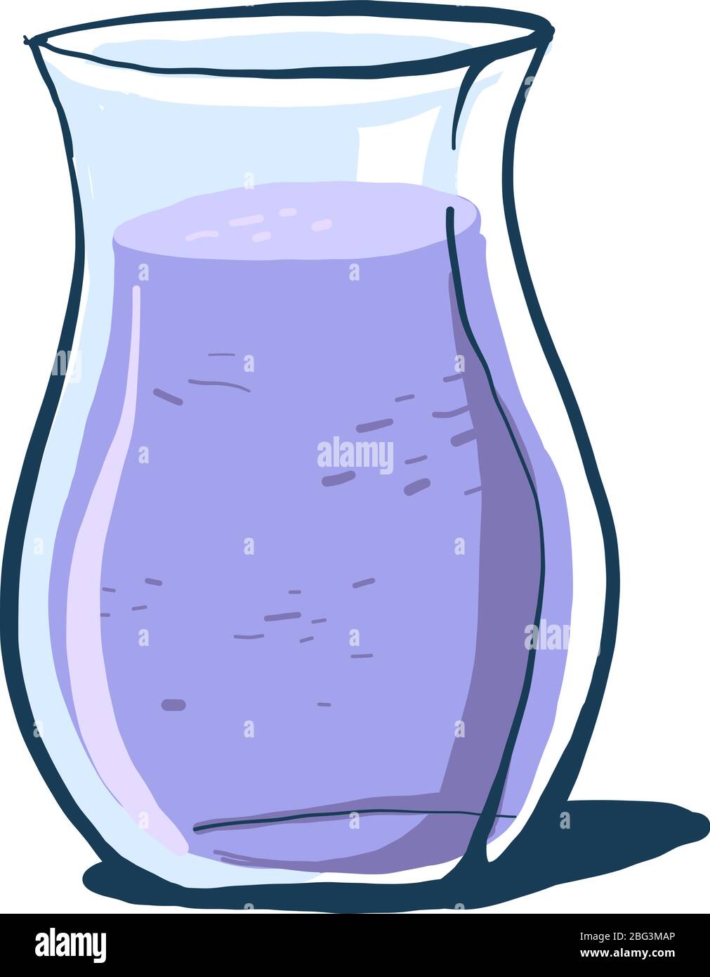 Vase mit violettem Wasser, Illustration, Vektor auf weißem Hintergrund Stock Vektor