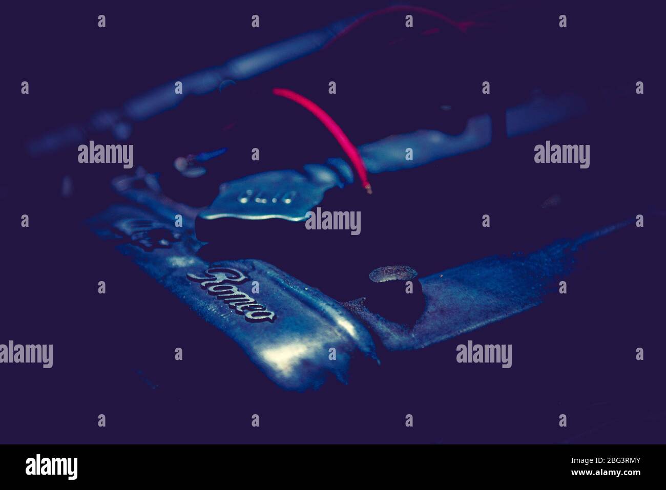 Classic Alfa Romeo Engine - Schriftzug Logo Stockfoto