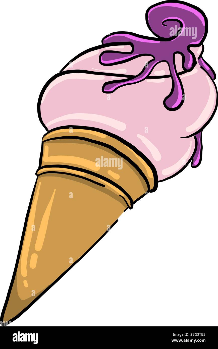 Eis in con, Illustration, Vektor auf weißem Hintergrund Stock Vektor