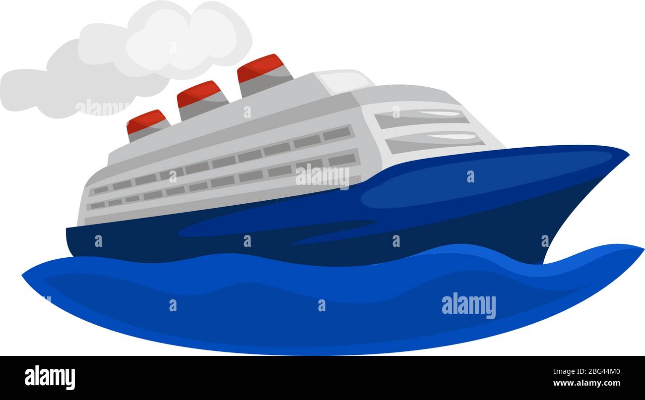 Kreuzfahrt großes Schiff, Illustration, Vektor auf weißem Hintergrund Stock Vektor
