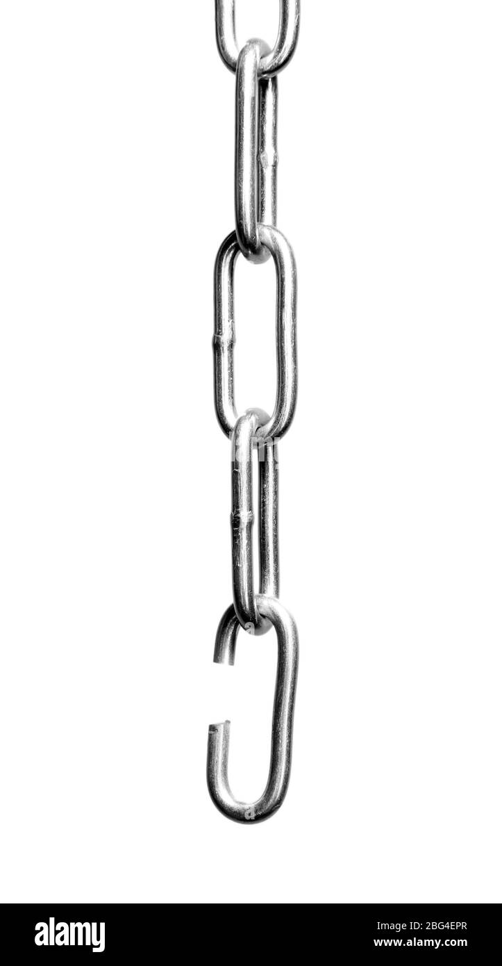 Kette auf grauem Hintergrund gebrochen Stockfoto