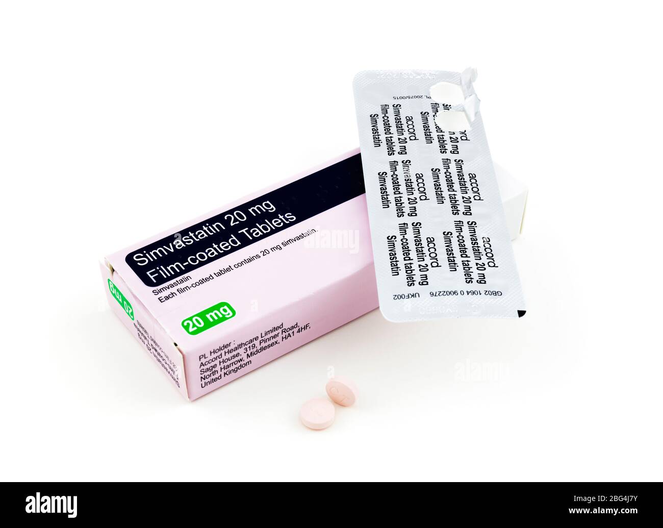Statine Statin-Tabletten Simvastatin-Tabletten Simvastatin 20mg Tabletten zur Cholesterinsenkung Stockfoto