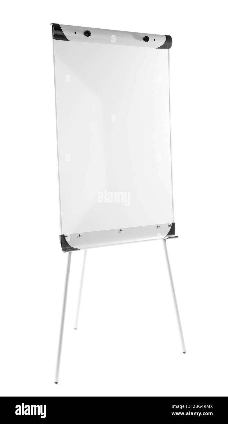 Blank whiteboard flipchart isolated on Fotos und Bildmaterial in