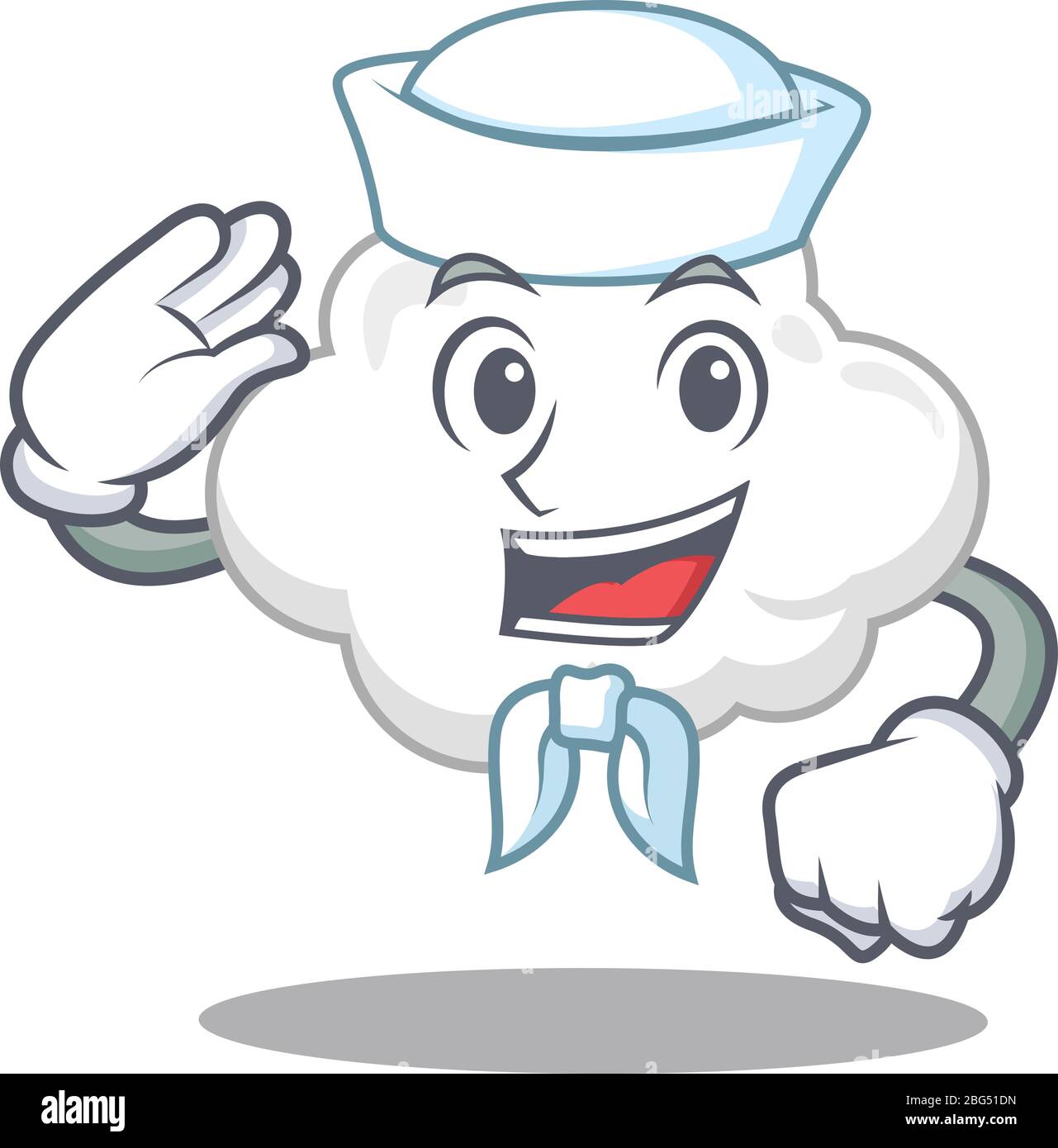 Sailor Cartoon Charakter der weißen Wolke mit weißem Hut Stock Vektor
