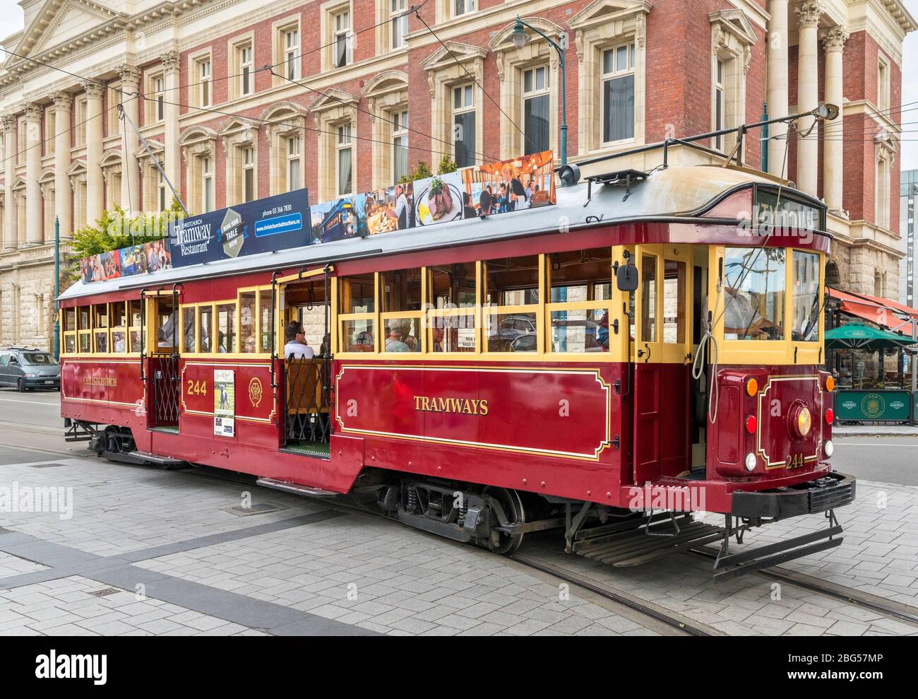Eine Christchurch Tramway Tram auf der Worcester Street, Christchurch, Neuseeland Stockfoto