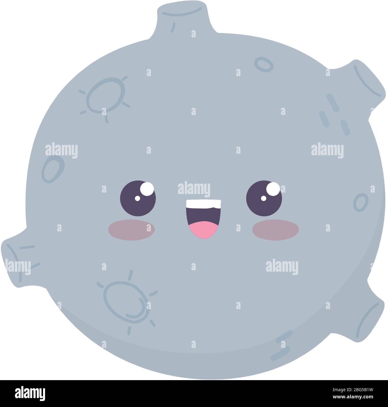 Kawaii glücklich Mond niedlich Cartoon isoliert Symbol auf weißem  Hintergrund Vektor-Illustration Stock-Vektorgrafik - Alamy