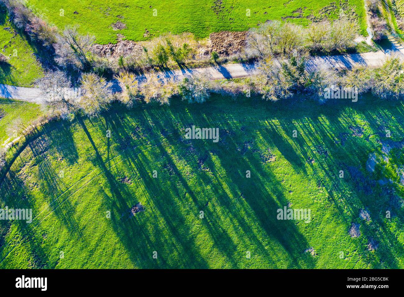 Landwirtschaftliche Landschaft. Luftaufnahme. Stockfoto