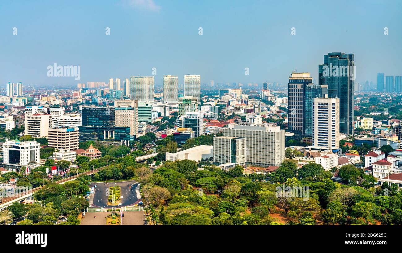 Luftaufnahme von Jakarta, der Hauptstadt Indonesiens Stockfoto