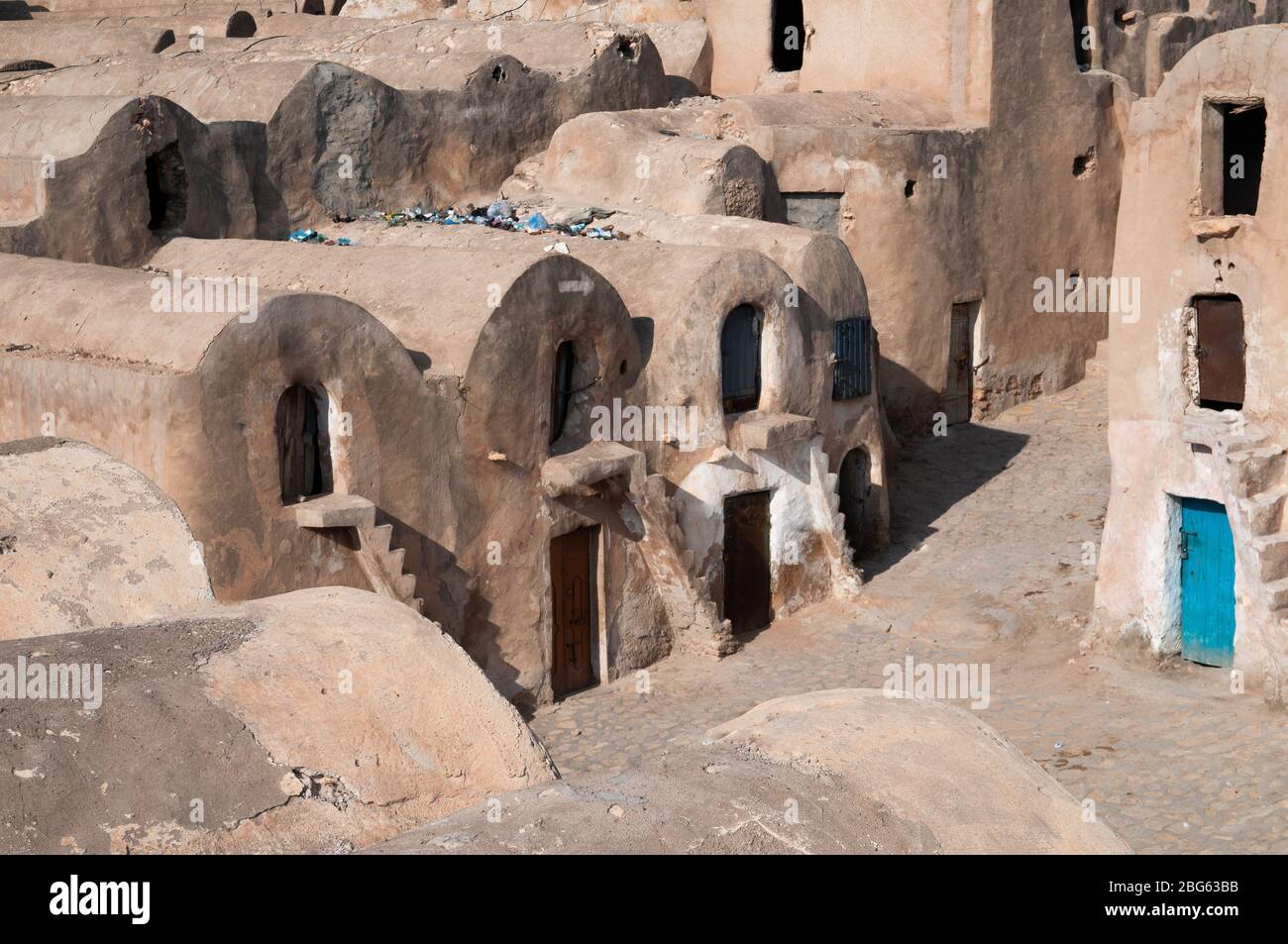 Kornspeicher eines befestigten Dorfes, bekannt als Ksar, Ksar Ouled Soltane, Tunesien Stockfoto