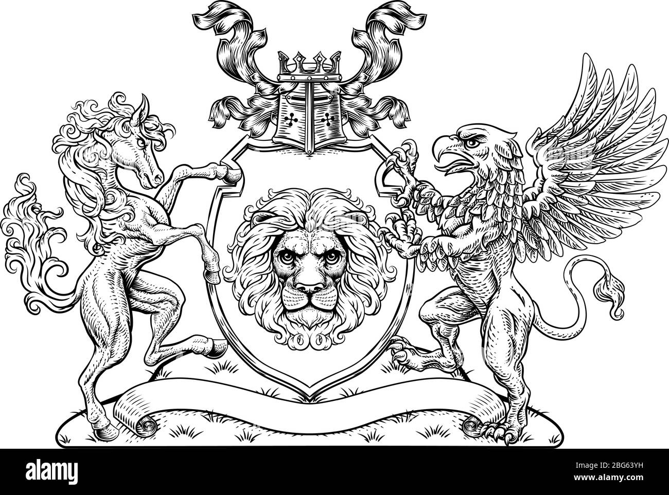 Wappen Wappen Wappen Schild der Familie Griffin Pferd Stock Vektor