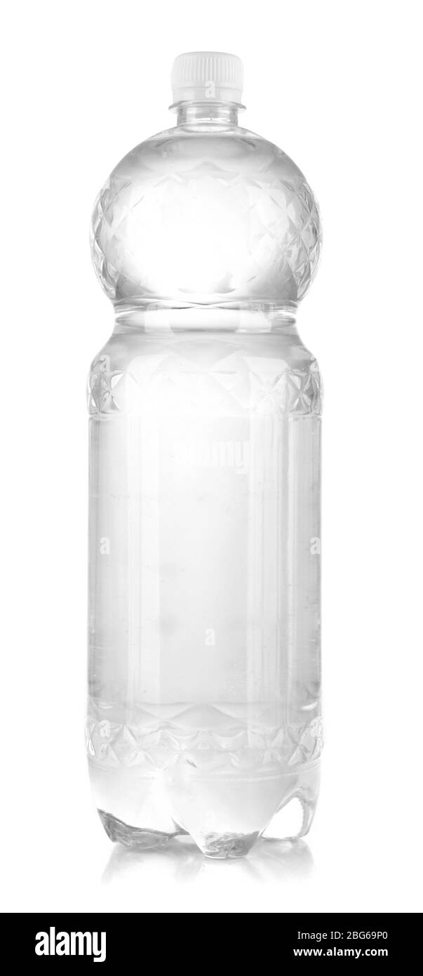 Flasche Wasser, isoliert auf weiß Stockfoto