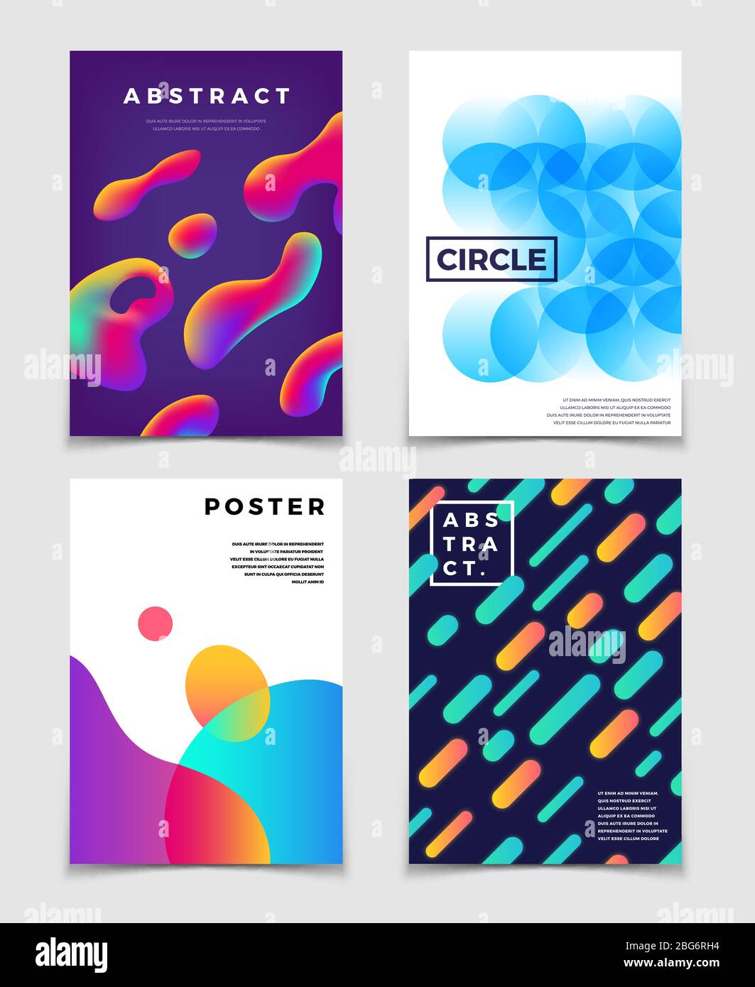 Moderne bunte abstrakte Hintergründe mit dynamischen Formen. Musik Cover und Poster Vektor-Design. Farbverlauf dynamisch farbig trendy, grafisch Farbflyer c Stock Vektor