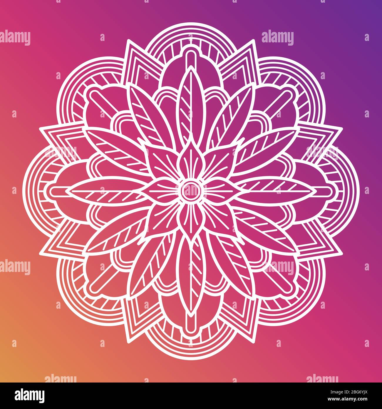 Mandala mit weißen Blüten. Orientalisch-asiatisches arabisches Dekorelement. Vektorgrafik Stock Vektor