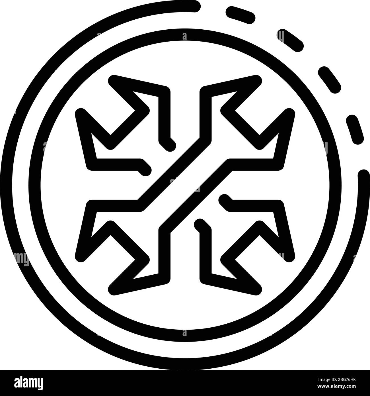 Schlüssel in den Kreis Symbol, Kontur Stil Stock Vektor