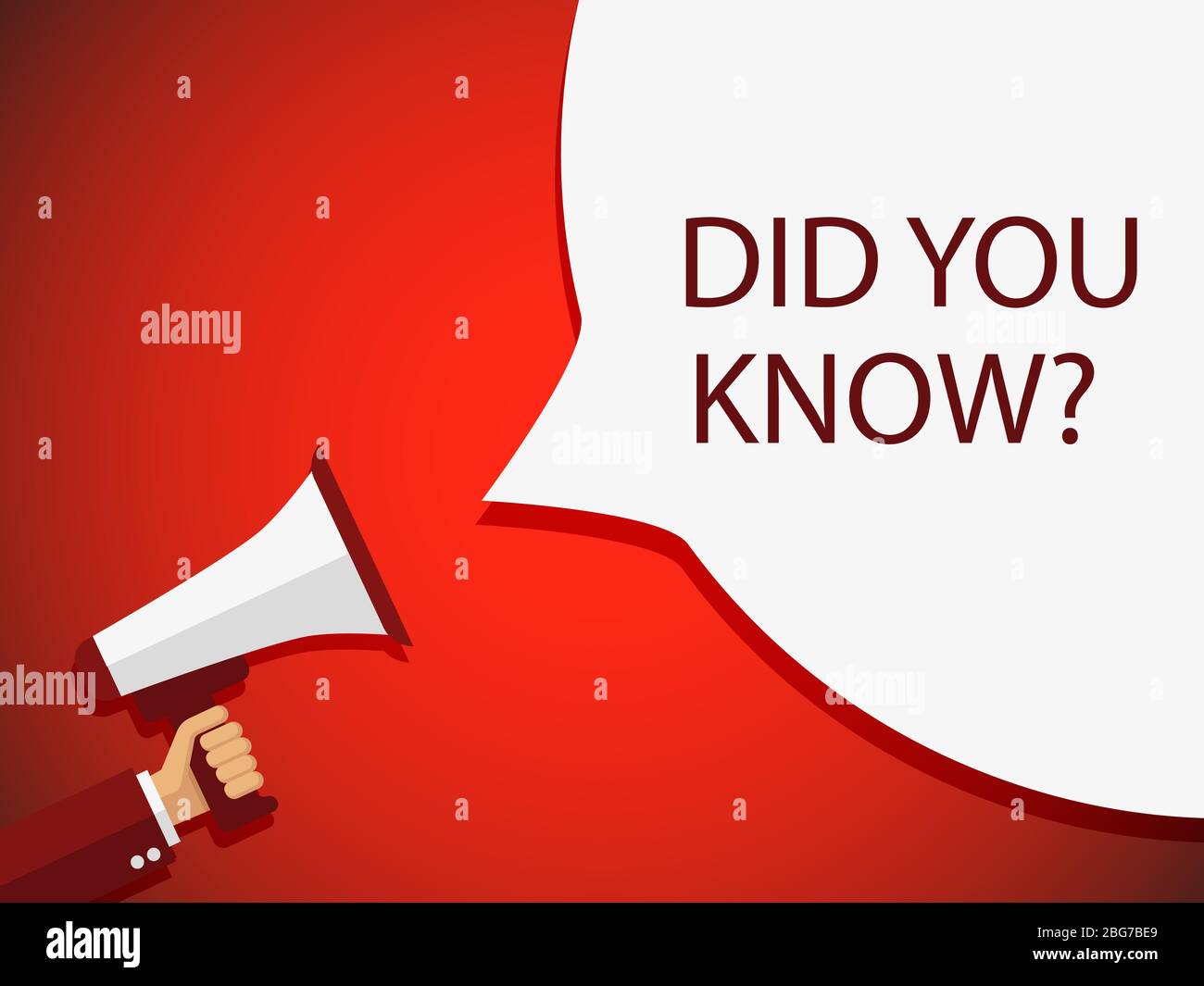 Wussten Sie, Sprechblase mit Megaphon. Vektor flache Abbildung. Fragen Sie Kommunikation, Text und Idee Stock Vektor
