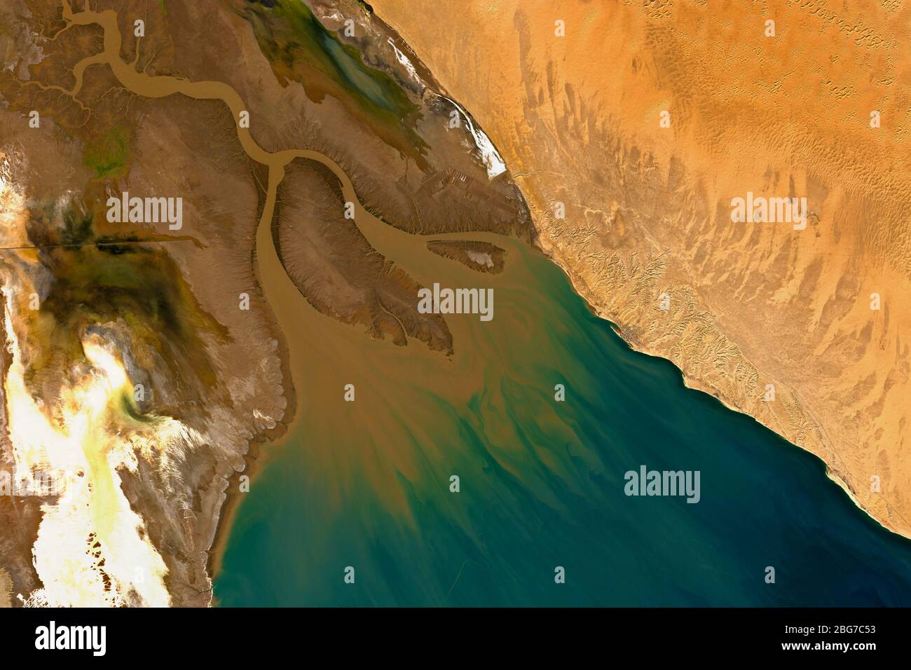 Hochauflösendes Bild des Colorado River Delta in Mexiko - enthält modifizierte Copernicus Sentinel Daten (2019) Stockfoto
