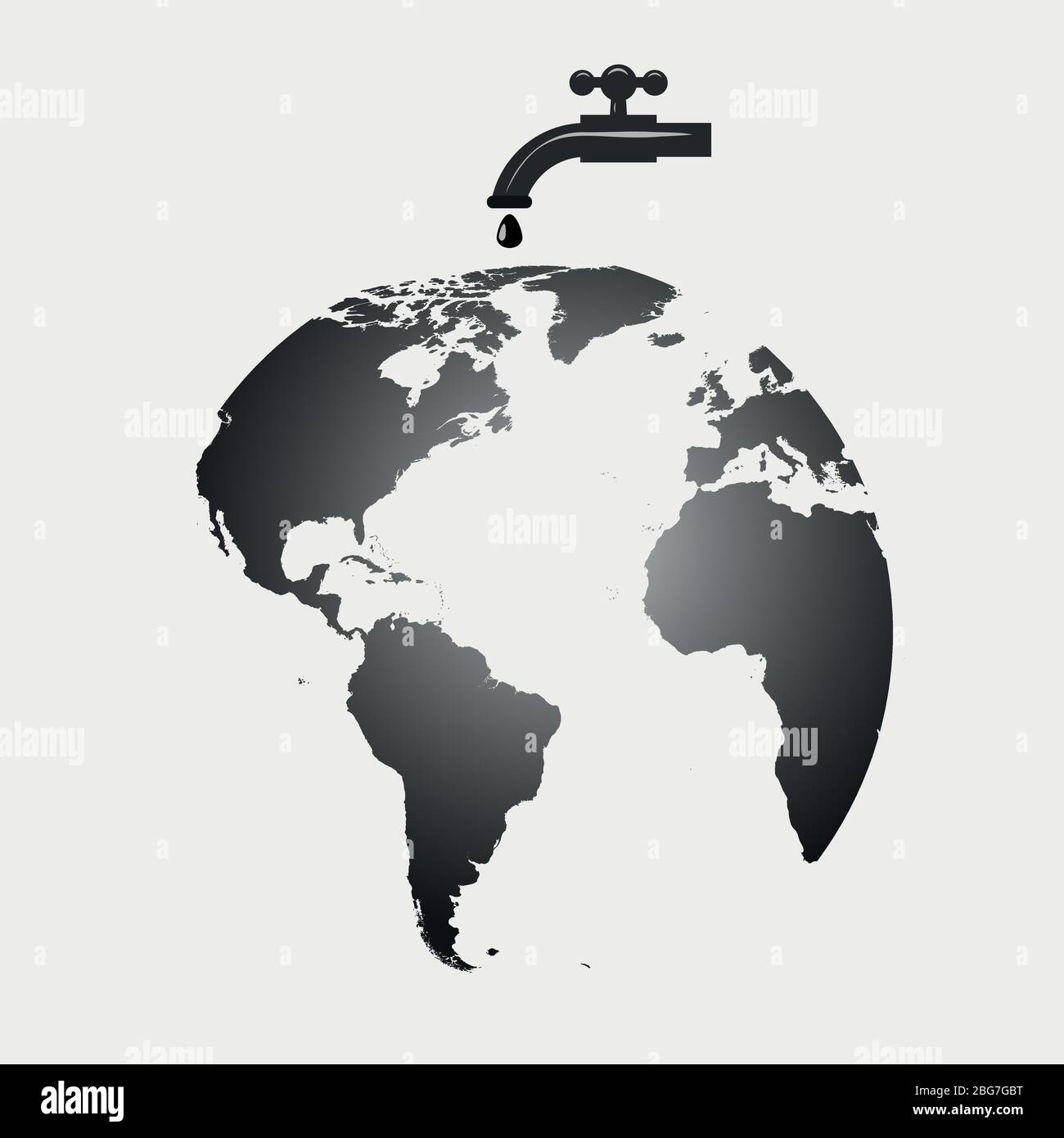 Karte der Weltkarte, Öltropfen Wasserhahn Ventil, weißer Hintergrund Vektor-Design Stock Vektor