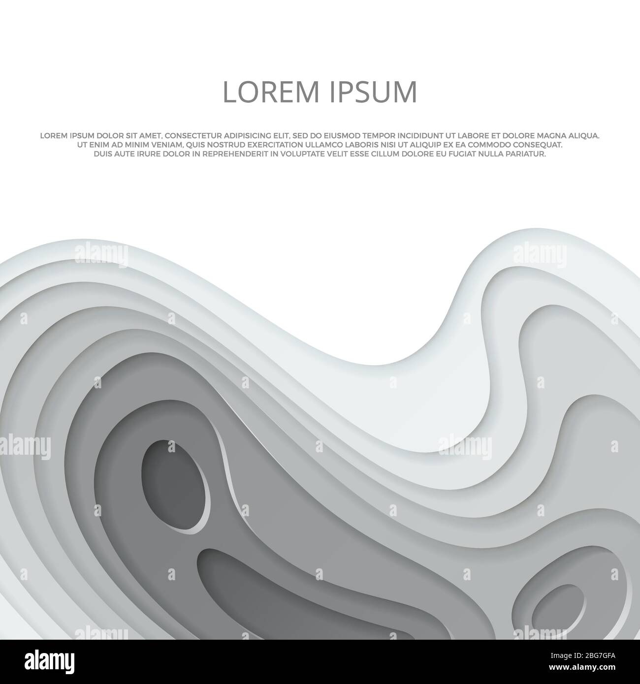 Monochrome Banner Poster grau Vektor Papier geschnitten Flyer Vorlage Illustration Stock Vektor