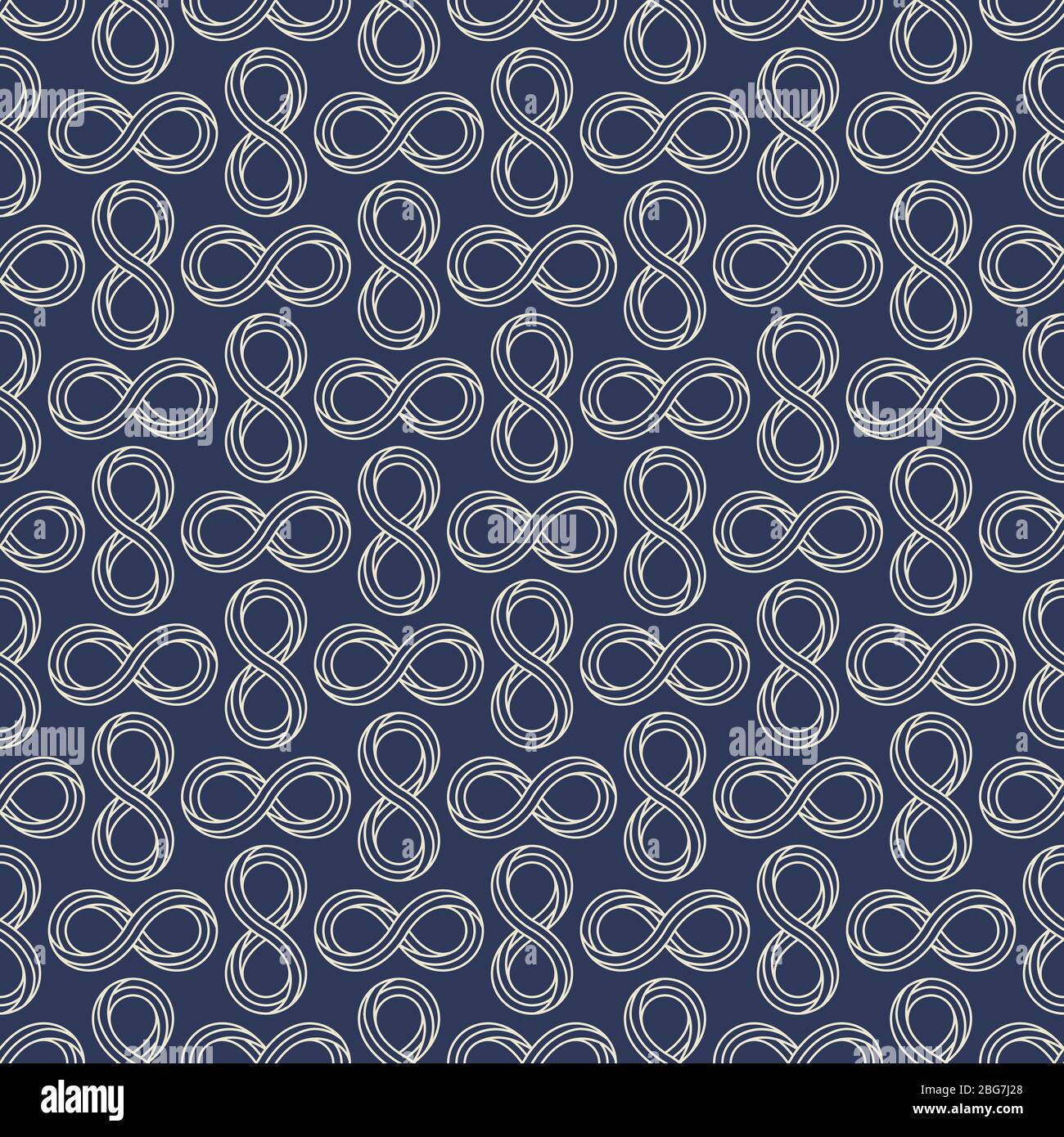 Infinity-Zeichen minimal nahtlose Muster Hintergrund Design flach. Vektorgrafik Stock Vektor