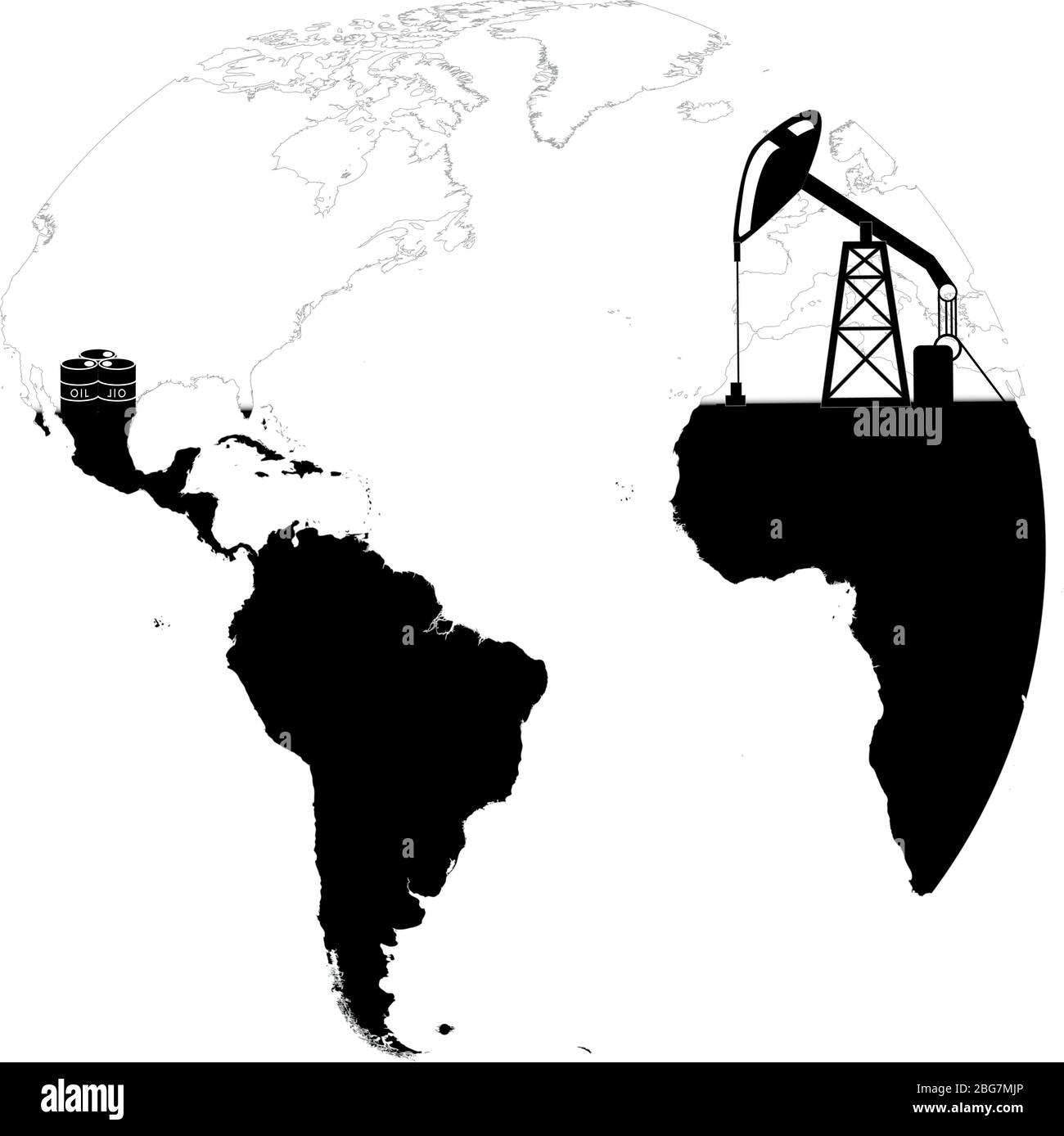 Kraftstoffpumpe, Öl in der Hälfte der Welt stecken. Weißer Hintergrund Vektor Arbeit. Stock Vektor
