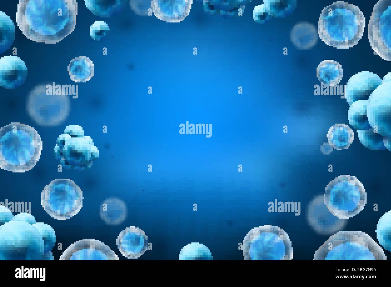 Viren, Bakterien und Grippesporen. Allergie Prävention Medizin Vektor Hintergrund. Vektor Bakterium Organismus, einzellige Amöbe und Bacillus illustrati Stock Vektor