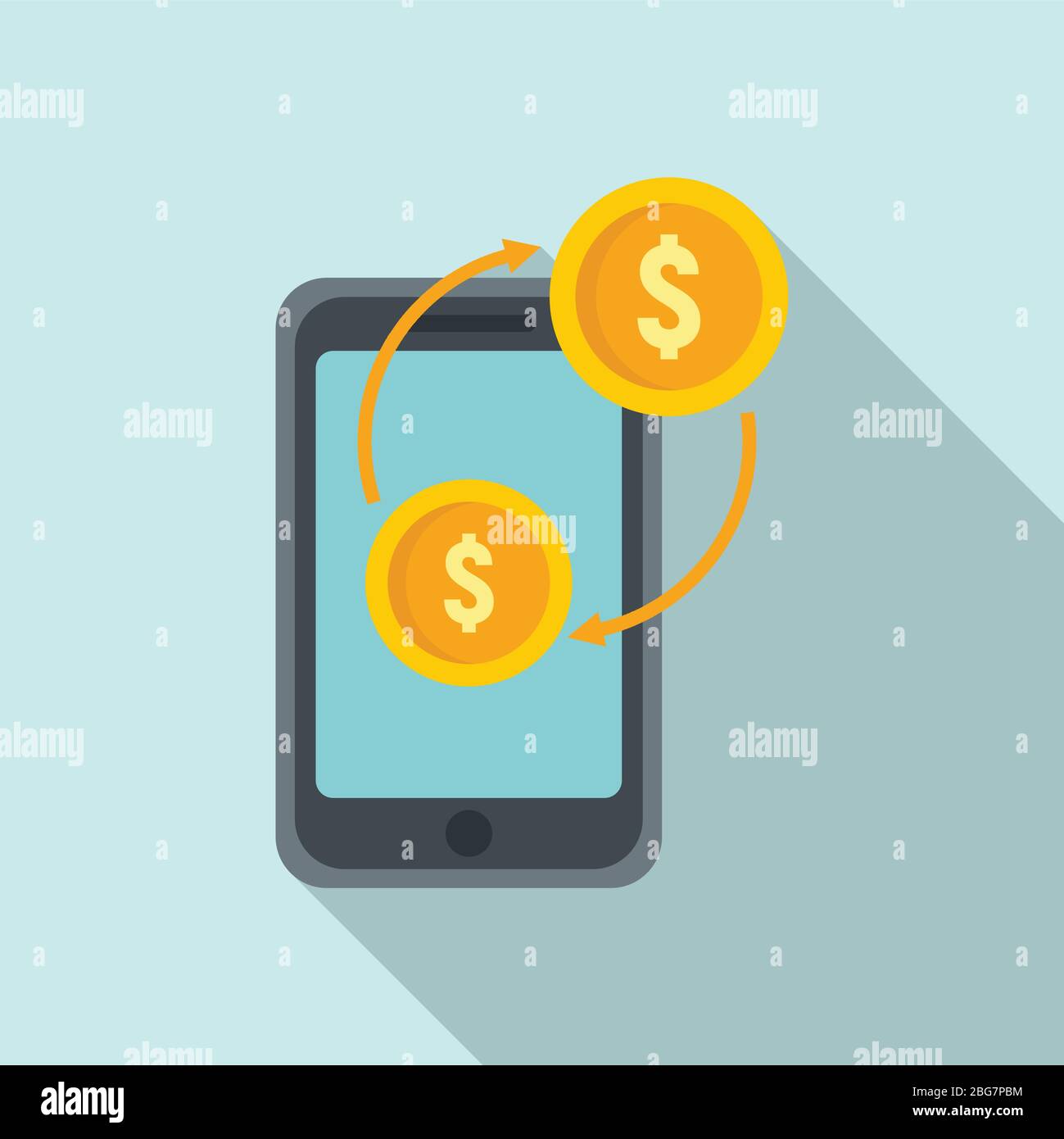 Symbol für Geldtransfer per Smartphone. Flache Illustration von Smartphone-Geldtransfer Vektor-Symbol für Web-Design Stock Vektor