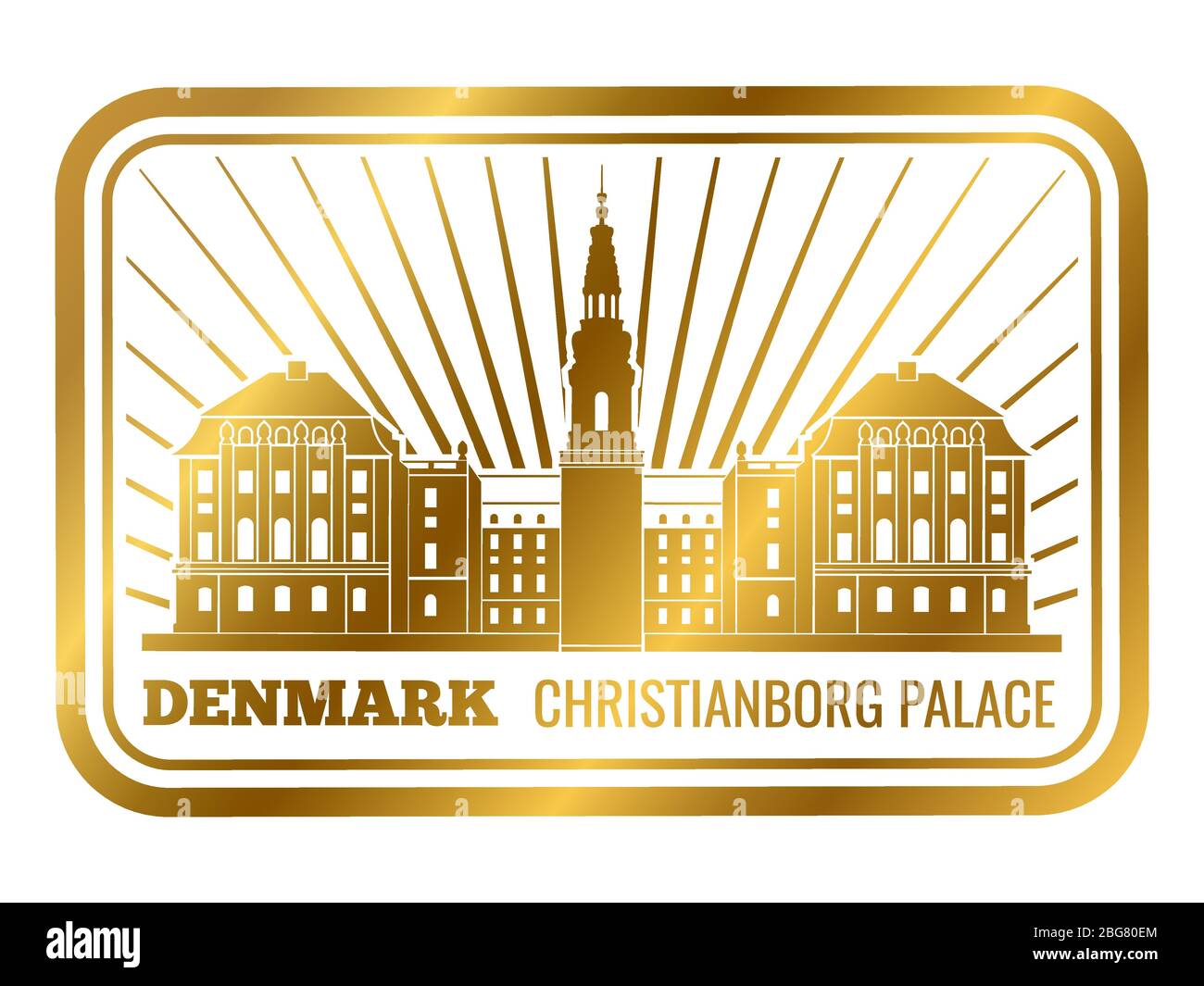 Gold Dänischen Palast Silhouette isoliert auf weißem Hintergrund. Vektorgrafik Stock Vektor