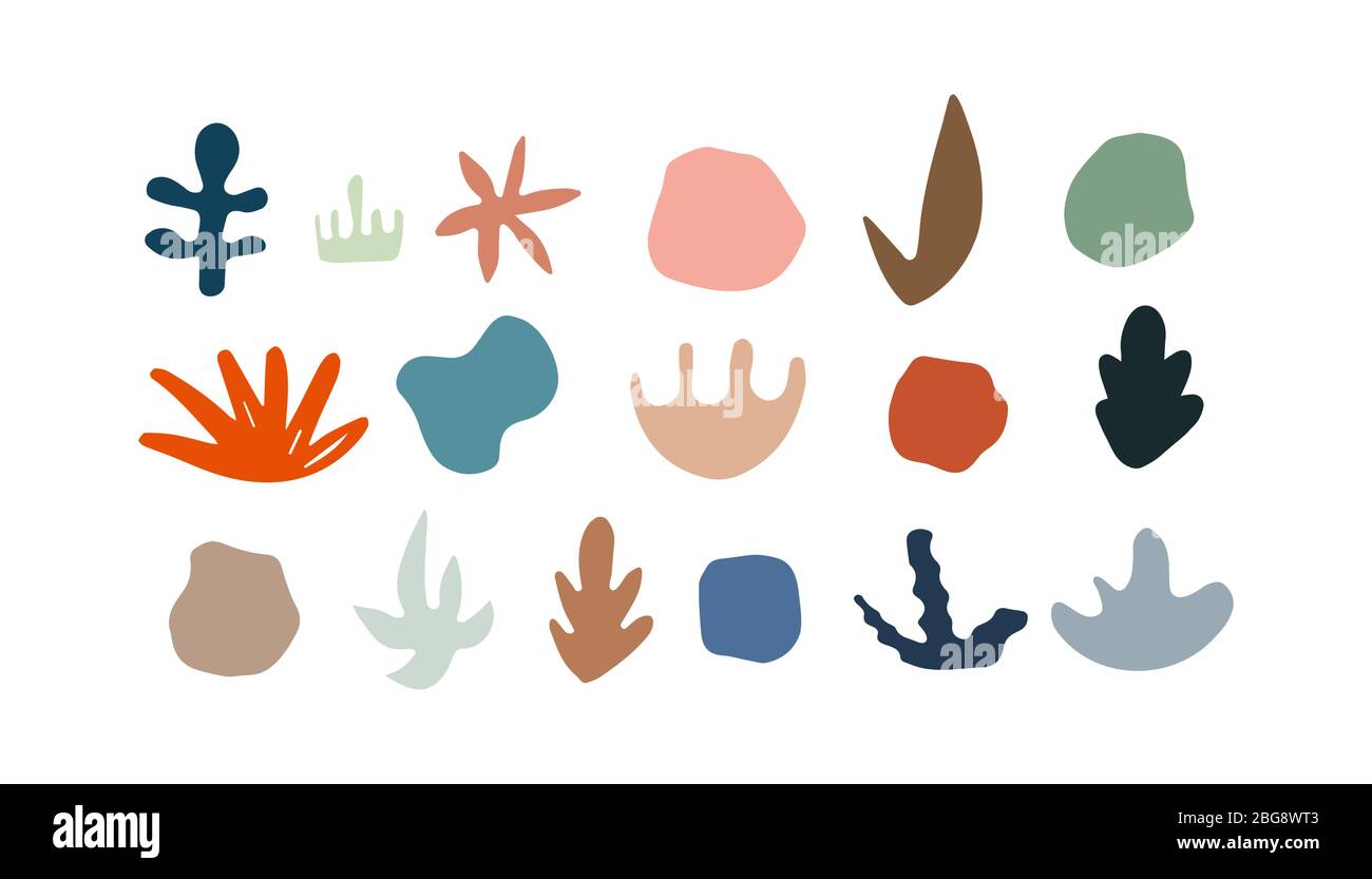 Satz von Vektor abstrakte Formen, Hand gezeichnet Natur Elemente, Organische Formen, Vektor künstlerische Blob Design Stock Vektor