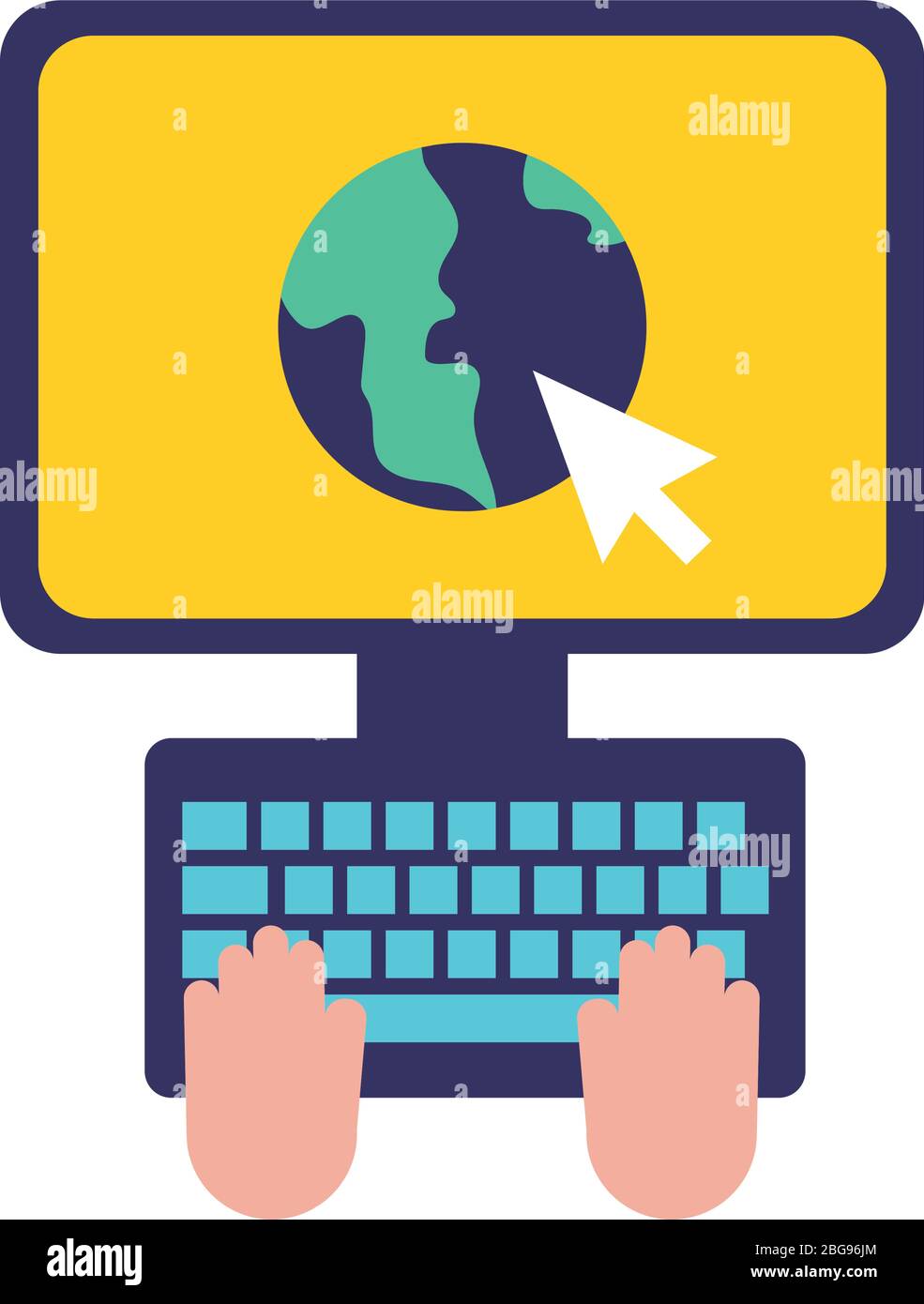 Desktop mit Earth Planet Flat Style Icon Stock Vektor