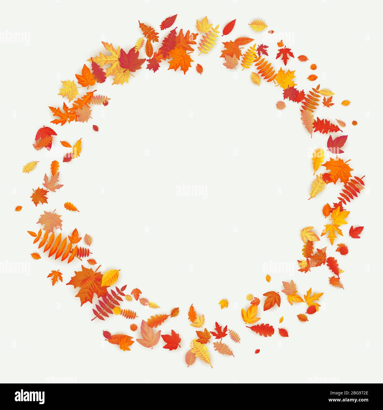 Kranz aus Herbstblumen und Blättern auf hellem Hintergrund. Herbstkomposition. EPS 10 Stock Vektor