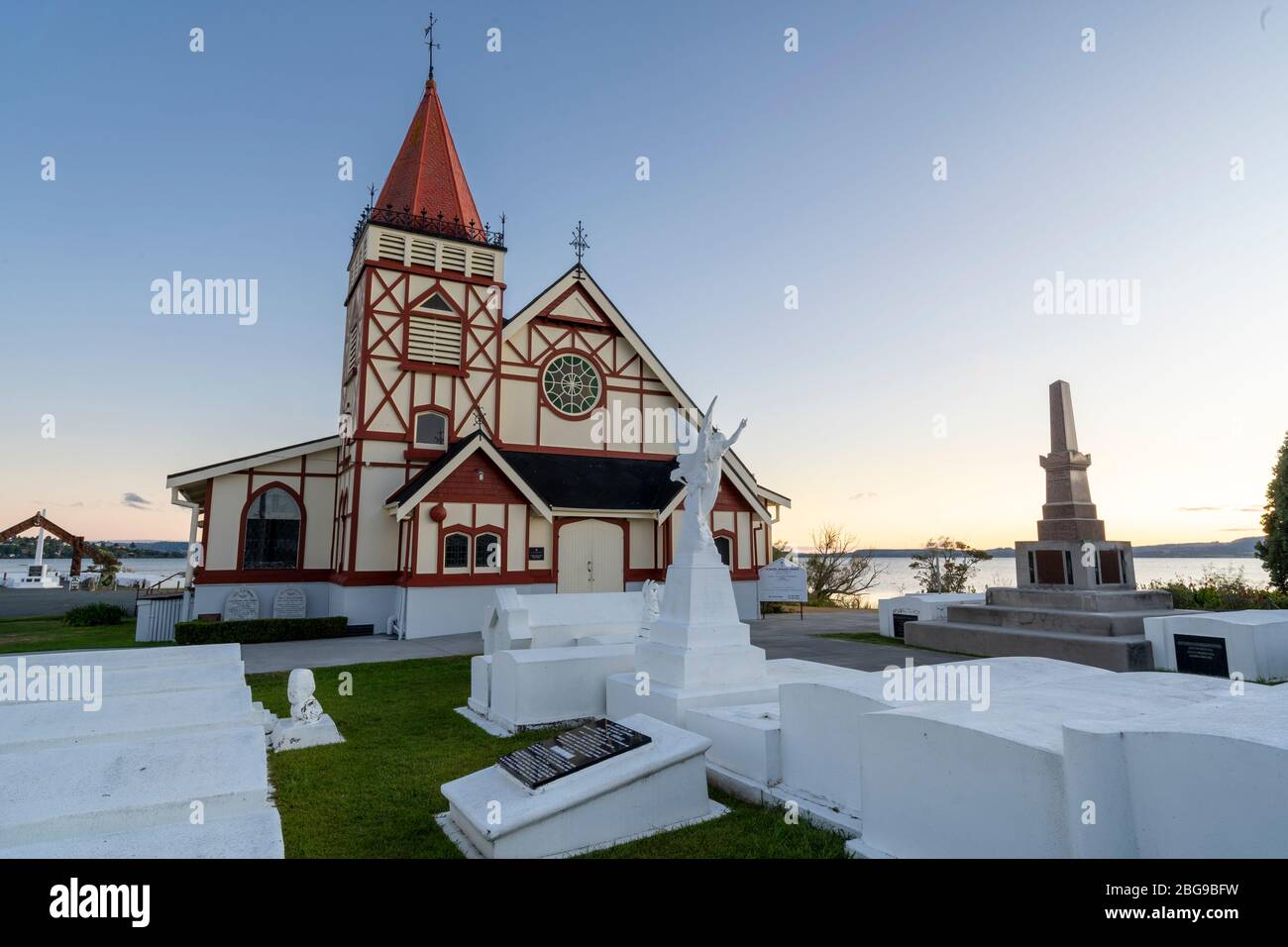 Anglikanische Kirche im Dorf Ohinemutu Maori, Rotorua, Nordinsel, Neuseeland Stockfoto