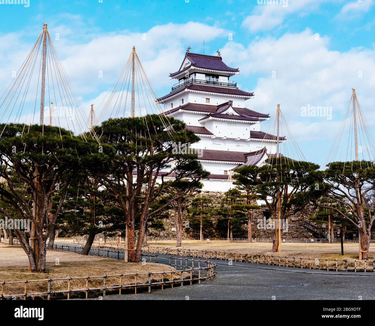 Burg Tsuruga in Aizu-Wakamatsu in der Präfektur Fukushima, Japan. Stockfoto
