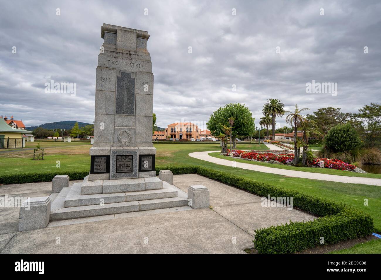Denkmal Des Ersten Weltkriegs, Government Gardens, Rotorua New Zealand. Stockfoto